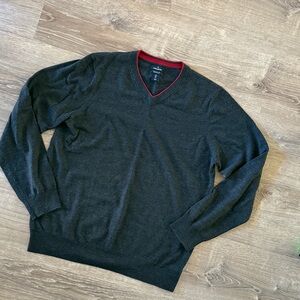 Daniel Hechter Paris Mens V Neck Pullover Sweater 100% Extra Fine Merino Wool